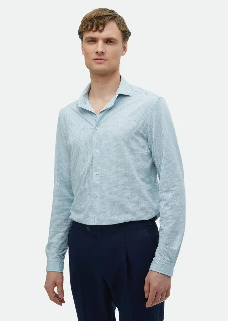 رامسي قميص كاجوال مخطط باللون الرمادي الفاتح، بقصة كاجوال.