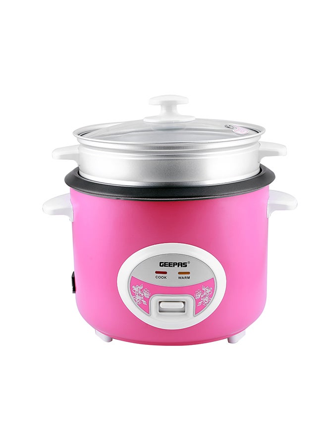 GEEPAS Deluxe Ricer Cooker- Non-Stick Inner Pot, Stainless Steel Body | Cook/Steam/Keep Warm Function| Make Rice & Steam Healthy Vegetables | 2 Years Warranty GRC4329 Pink/Silver - Image 5