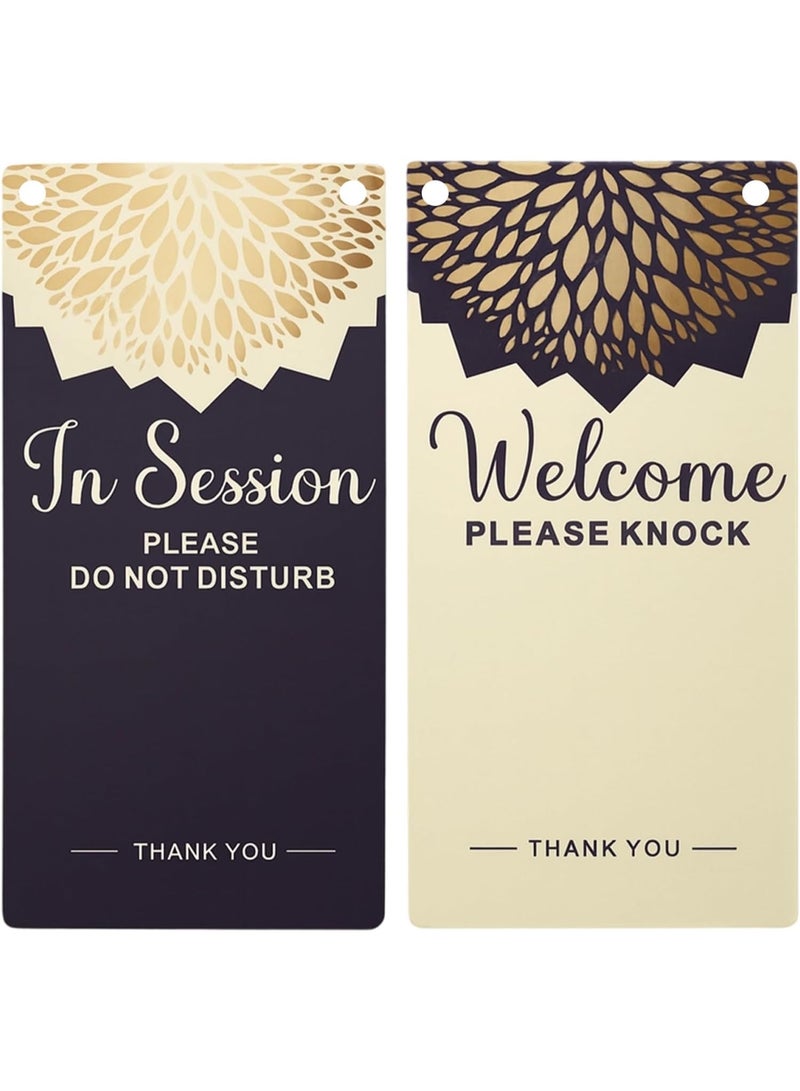 سيوسي Do Not Disturb Sign, Meeting in Progress Sign for Offices, Conference Rooms, Clinics, Hotels, Studios, Durable Acrylic Rectangle Hanging Sign with Rope, 20cm x 10cm (Black/White) - Image 1