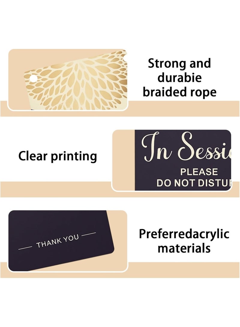 سيوسي Do Not Disturb Sign, Meeting in Progress Sign for Offices, Conference Rooms, Clinics, Hotels, Studios, Durable Acrylic Rectangle Hanging Sign with Rope, 20cm x 10cm (Black/White) - Image 5