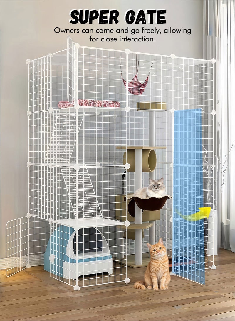 Kidle Large Cat Cage Detachable Indoor Pet Crate Enclosures Animal House Fence Exercise Place Ideal for 1-3 Cats, Small Animals - Image 4