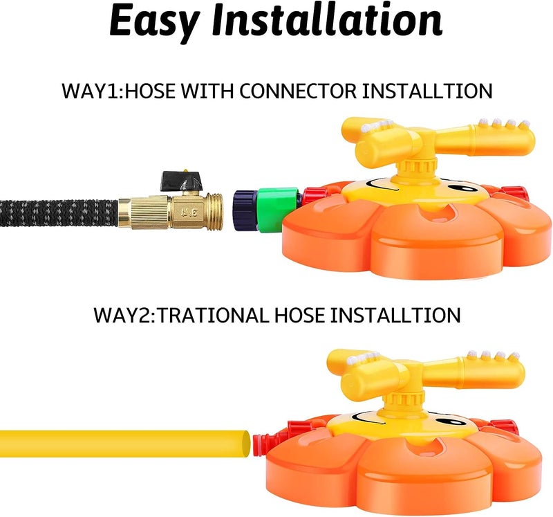 AugToy Water Sprinkler for Kids Toddlers Sprinklers with Roating Spray Nozzles Attaches Garden Water Hose Outdoor Play Outside Toys 1-3 2-4 Summer Backyard Lawn Game Yard Water Toy for Kids 3-5 4-8 Boy Girl - Image 3