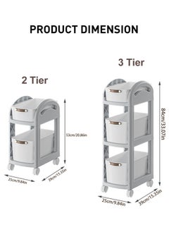 VUCATIN Drawer Storage Rolling Cart Storage Cart with Lockable Wheels Drawers Storage Organizer for Classroom Office Home (2-Tier)  - Image 2