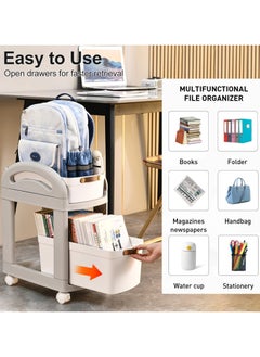VUCATIN Drawer Storage Rolling Cart Storage Cart with Lockable Wheels Drawers Storage Organizer for Classroom Office Home (2-Tier)  - Image 3