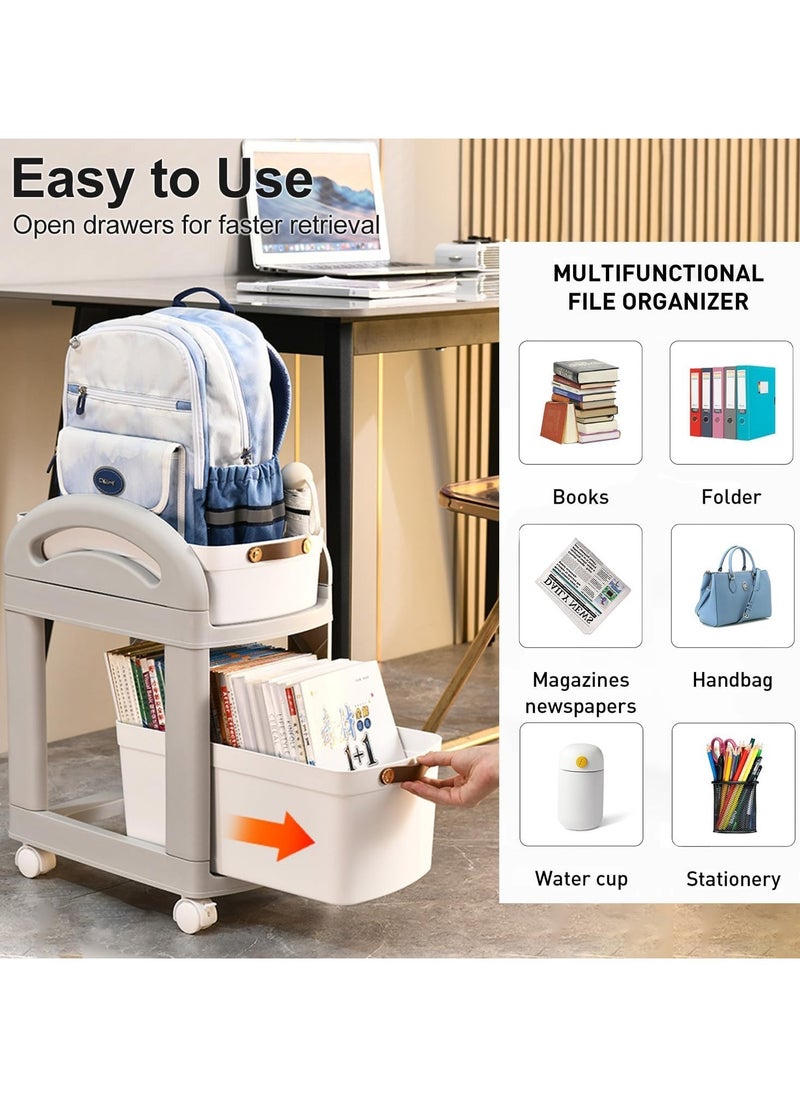 VUCATIN - Drawer Storage Rolling Cart Storage Cart with Lockable Wheels Drawers Storage Organizer for Classroom Office Home (2-Tier) - Image 1