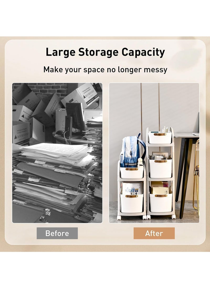 VUCATIN - Drawer Storage Rolling Cart Storage Cart with Lockable Wheels Drawers Storage Organizer for Classroom Office Home (2-Tier) - Image 1
