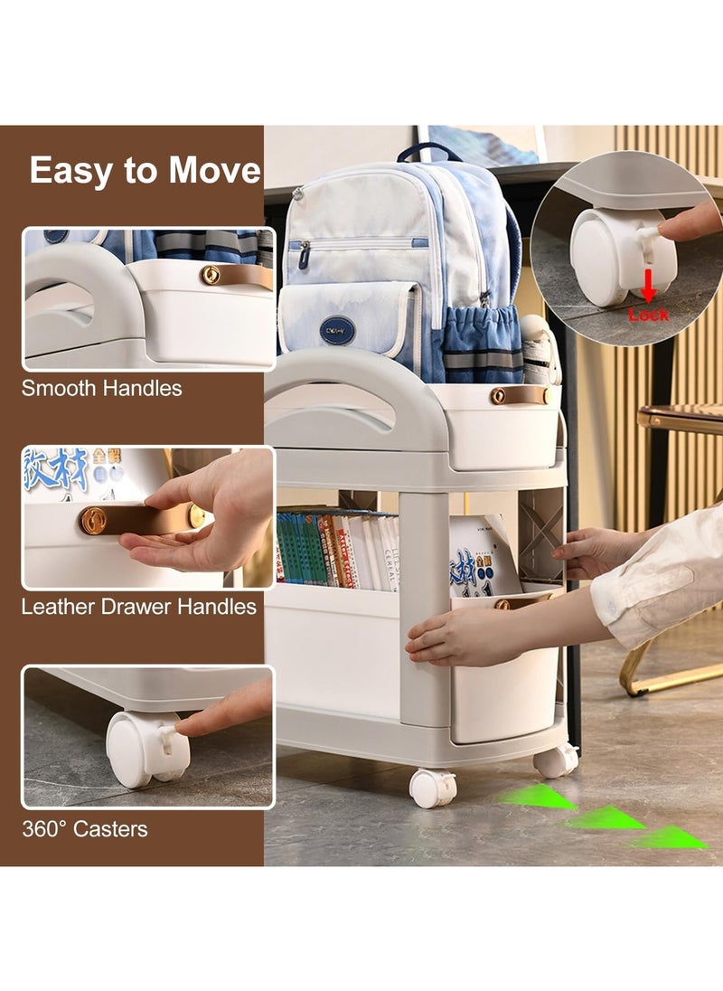 VUCATIN - Drawer Storage Rolling Cart Storage Cart with Lockable Wheels Drawers Storage Organizer for Classroom Office Home (2-Tier) - Image 1