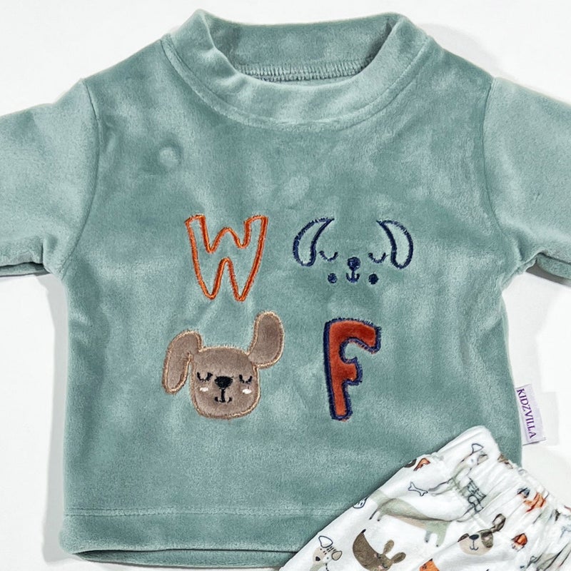 Kidzvilla Newborn Velvet Pajama Set 9787 - Image 2