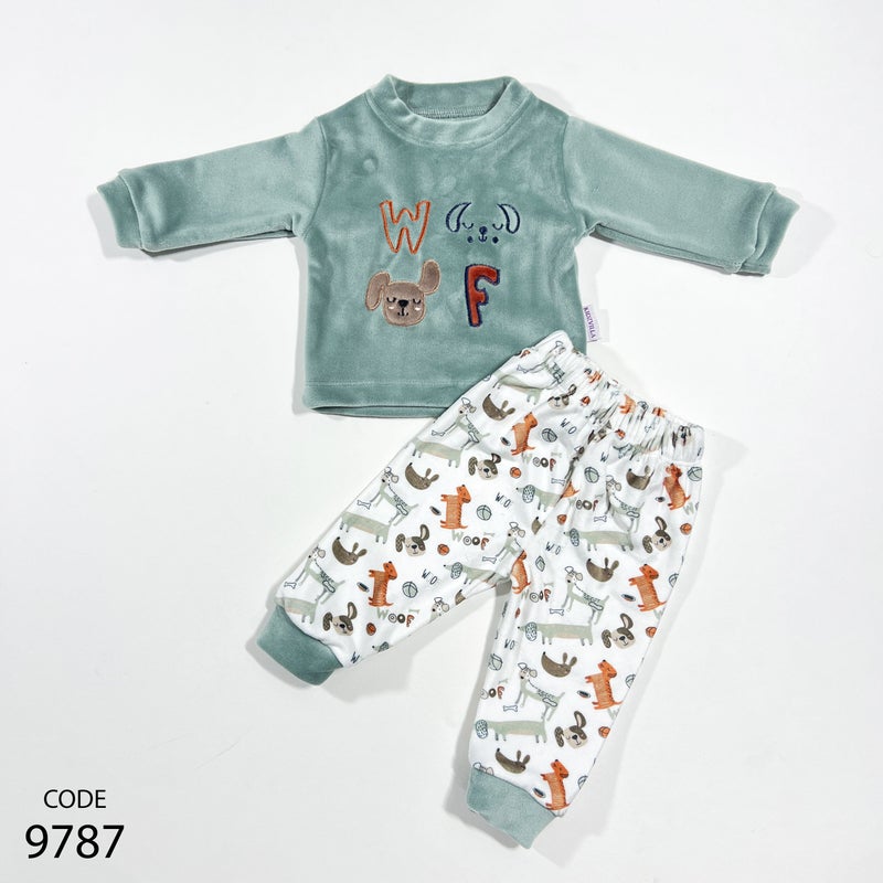 Kidzvilla Newborn Velvet Pajama Set 9787 - Image 1