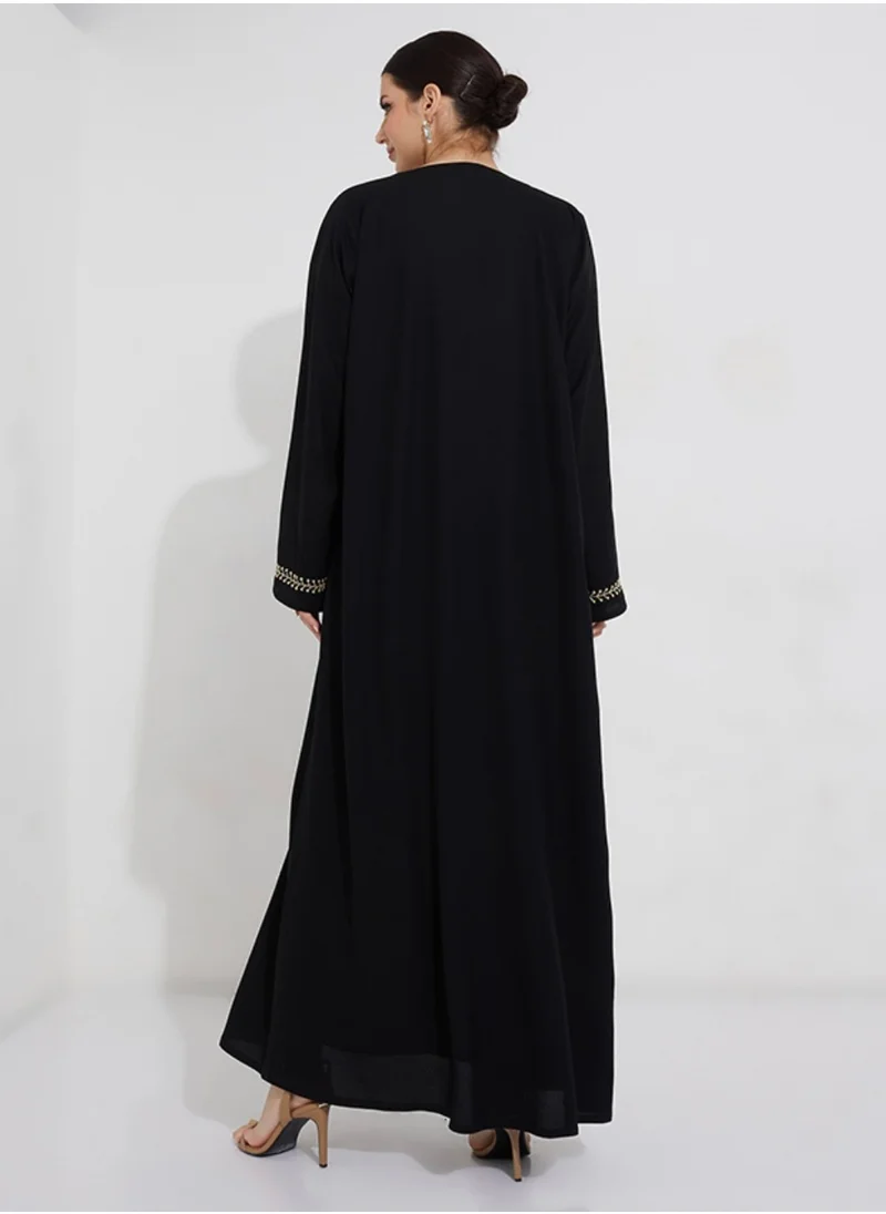 Rosette Abaya Abaya With Gold Embroidery