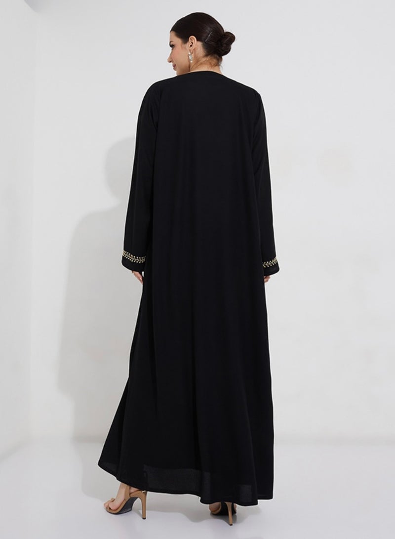 روزيت عباية عباية دانتيل باحجار  ذهبية - Image 3