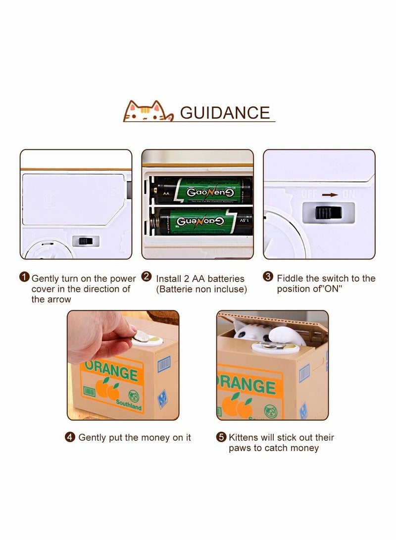 Excefore Cat Coin Bank, Kids Piggy Bank Stealing Coin Cute Cat  - Image 4