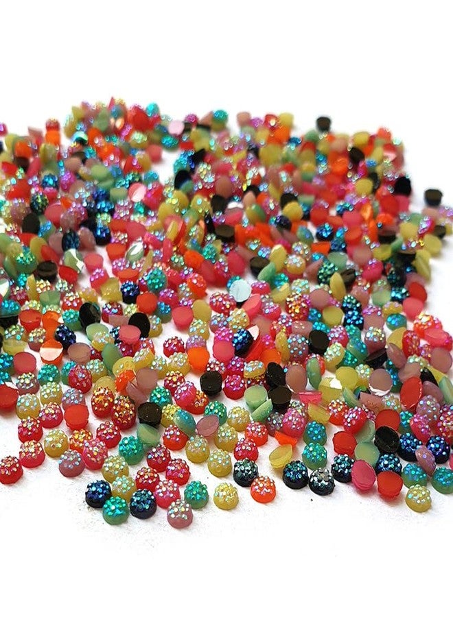 JPM Beads Opaque on Glitter Finish Rhinestones Mix Color Round Shape 4mm Size 1440 Pieces Pack