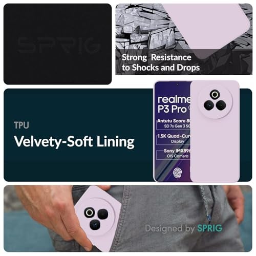 SPRIG Compatible with Realme P3 Pro Premium FlexTone Back Cover Drop Tested Shock Proof Mobile Case for Men, Women, Boys and Girls with Camera Protection (Lavender Purple) - Image 2