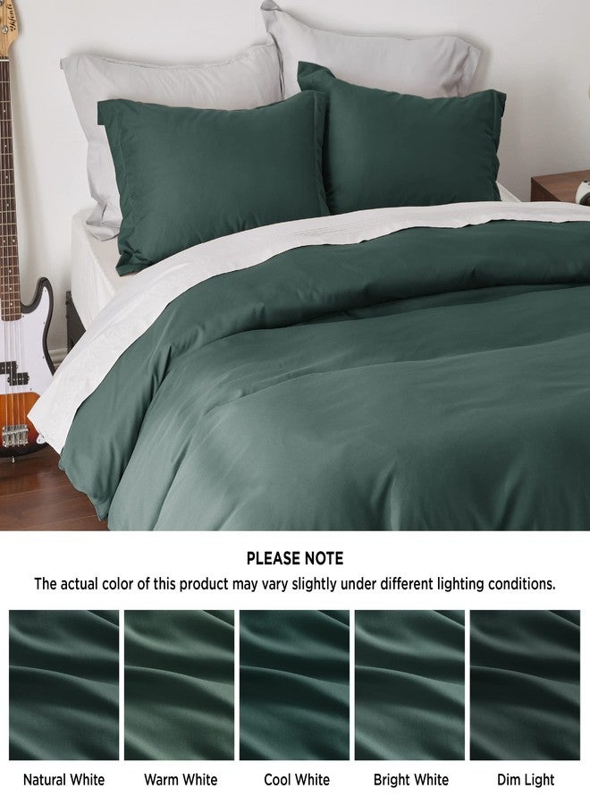 Bedsure Duvet Cover King Size - Soft Double Brushed Bedding Set for Kids & Adults, Zipper Closure, 3 Pieces, Includes 1 Duvet Cover (104"x90") & 2 Pillow Shams, NO Comforter, Forest Green - Image 5