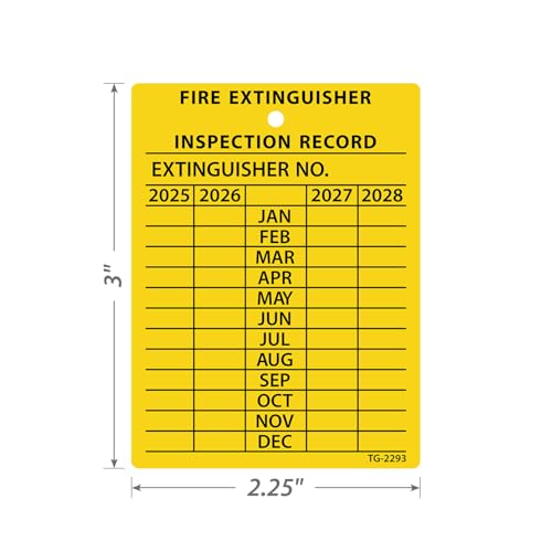 SmartSign علامات فحص طفايات الحريق الذكية لمدة 4 سنوات - صفراء - فحص شهري (10 عبوة)، 2.25" × 3"، 2024 إلى 2027، بولي إيثيلين ثقيل، مقاومة للتمزق، عمر خارجي أكثر من 2 سنة، صنع في الولايات المتحدة - Image 3