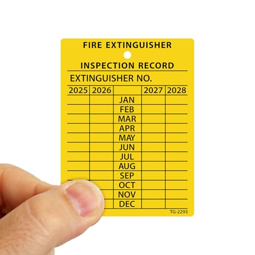 SmartSign علامات فحص طفايات الحريق الذكية لمدة 4 سنوات - صفراء - فحص شهري (10 عبوة)، 2.25" × 3"، 2024 إلى 2027، بولي إيثيلين ثقيل، مقاومة للتمزق، عمر خارجي أكثر من 2 سنة، صنع في الولايات المتحدة - Image 2