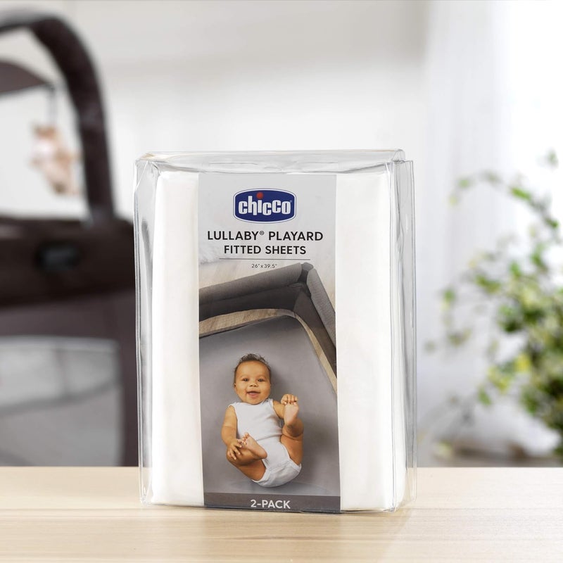 Chicco Lullaby Playard Sheets - White 2-Pack | White - Image 4