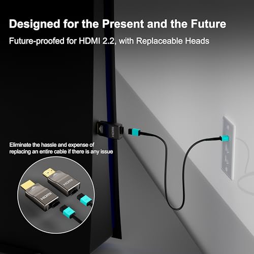 RUIPRO 8K Detachable Full Fiber Optic Armored HDMI 2.1 Cable 85FT, Ultra High Speed 48Gbps, Support 8K@60Hz 4K@120Hz, Dynamic HDR, eARC, Compatible with PS5/Xbox/Blu-ray/TV/Monitor/Projector - Image 4