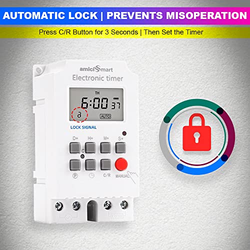 amiciSmart Programmable Timer Switch, High Precision Automatic On Off Switch for Light, Fan with Minimum Set Interval of 1sec (220VAC, 25A) - Image 2