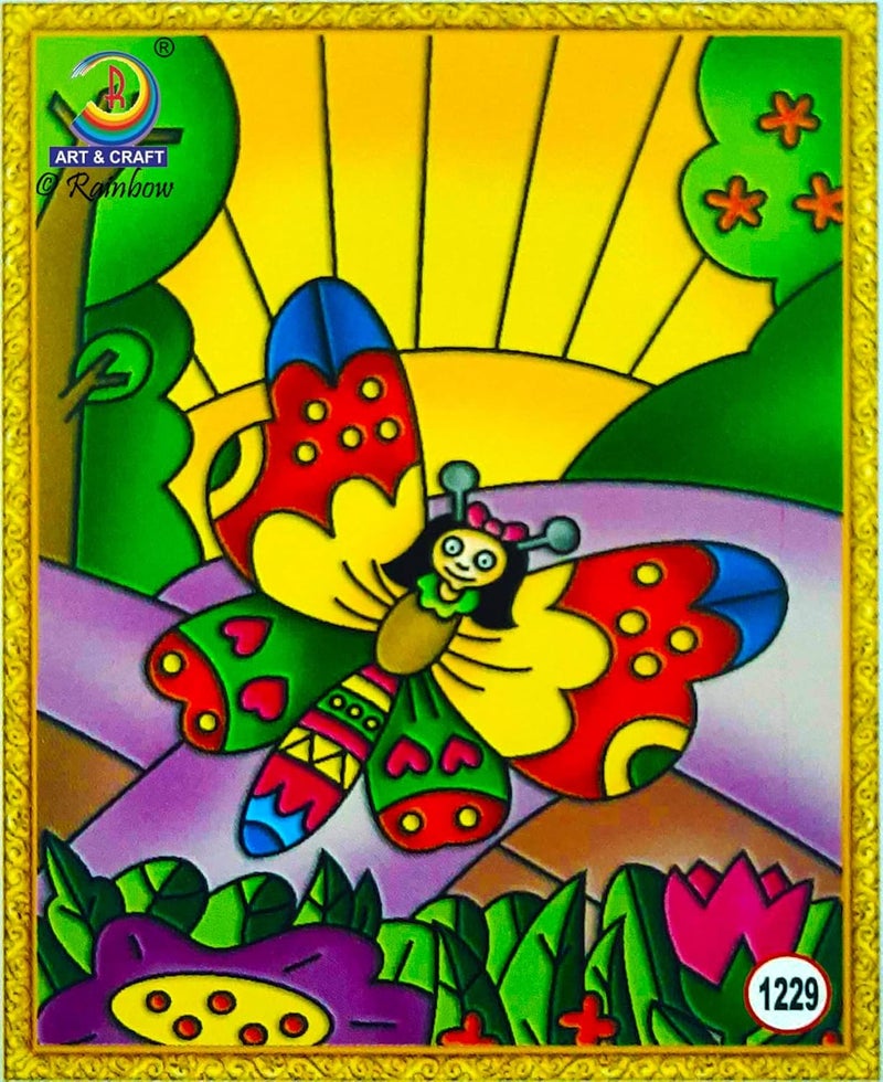 Rainbow DIY - Fiberglass Painting Kit, Girly Butterfly, Medium (7.75x10.5 inch), Design No. 1229 - Image 1