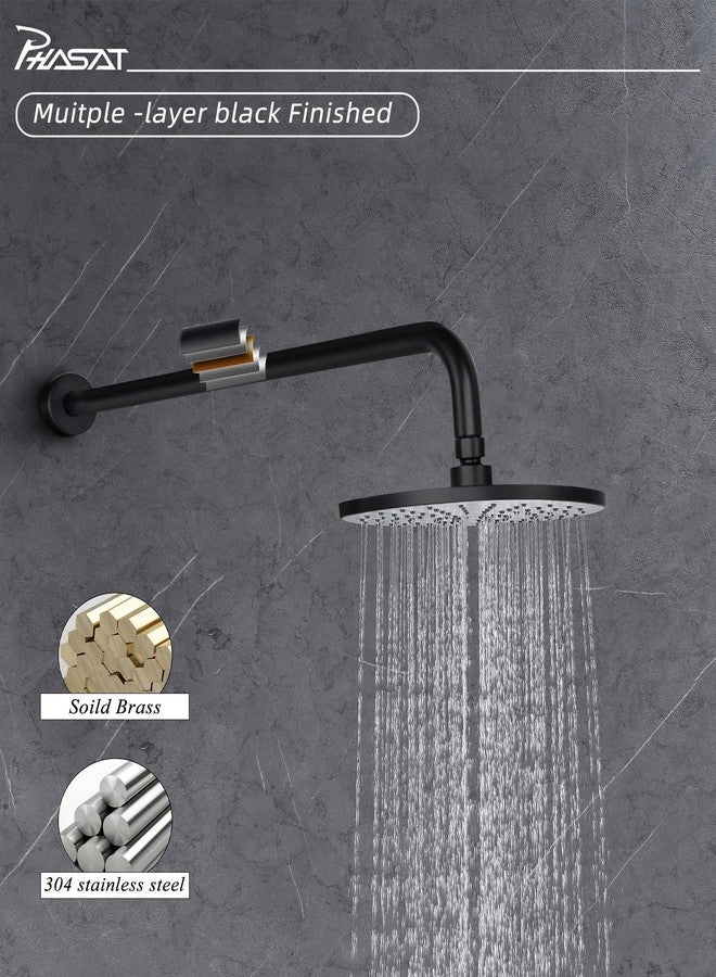 PHASAT Extra Long Shower Arm 16 Inches,Long Shower Arm with Flange,Shower Head Extension Matte Black,PU9H05 - Image 3