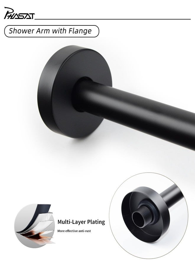 PHASAT Extra Long Shower Arm 16 Inches,Long Shower Arm with Flange,Shower Head Extension Matte Black,PU9H05 - Image 5