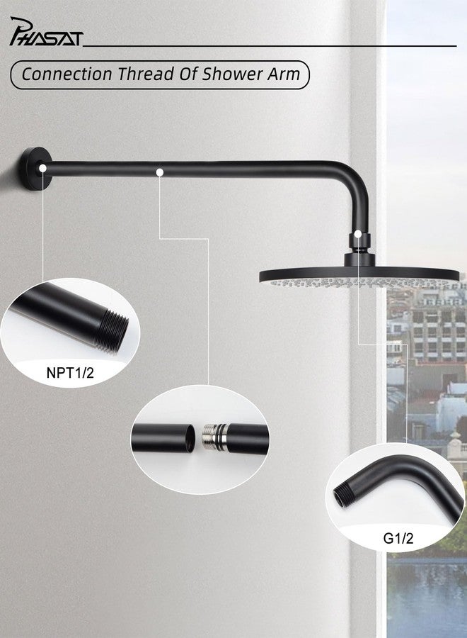 PHASAT Extra Long Shower Arm 16 Inches,Long Shower Arm with Flange,Shower Head Extension Matte Black,PU9H05 - Image 4