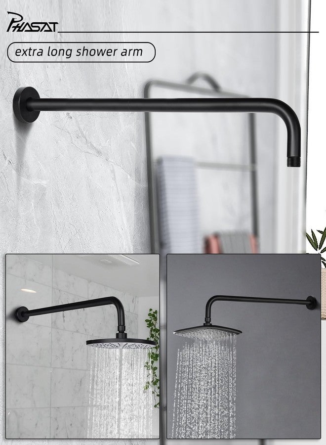 PHASAT Extra Long Shower Arm 16 Inches,Long Shower Arm with Flange,Shower Head Extension Matte Black,PU9H05 - Image 2
