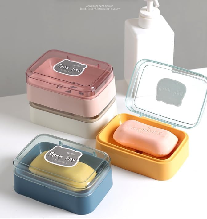 BEYKURY Portable Plastic Soap Case Holder - Clear Leakproof Soap Container Box for Bathroom, Kitchen, Outdoor, Camping, and Travel (Random Color) (3) - Image 4
