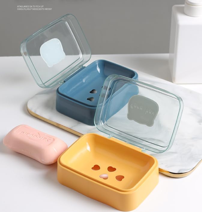 BEYKURY Portable Plastic Soap Case Holder - Clear Leakproof Soap Container Box for Bathroom, Kitchen, Outdoor, Camping, and Travel (Random Color) (3) - Image 3