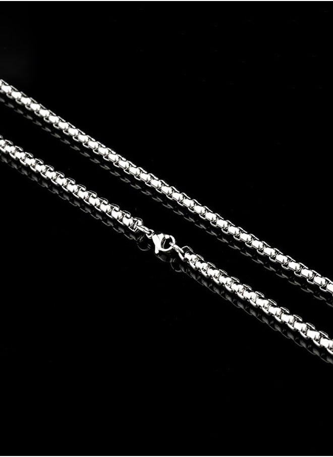 Stainless Steel  Chain Necklace for Men Women Silver Chain Necklace 3.5mm，Wide  Chain Link Necklace 25.6 Inches Length Square Rolo Chains for Men Women  - Image 3
