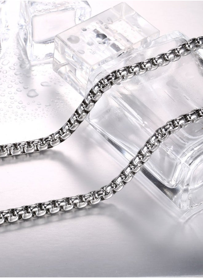 Stainless Steel  Chain Necklace for Men Women Silver Chain Necklace 3.5mm，Wide  Chain Link Necklace 25.6 Inches Length Square Rolo Chains for Men Women  - Image 4