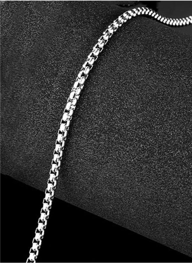 Stainless Steel  Chain Necklace for Men Women Silver Chain Necklace 3.5mm，Wide  Chain Link Necklace 25.6 Inches Length Square Rolo Chains for Men Women  - Image 5