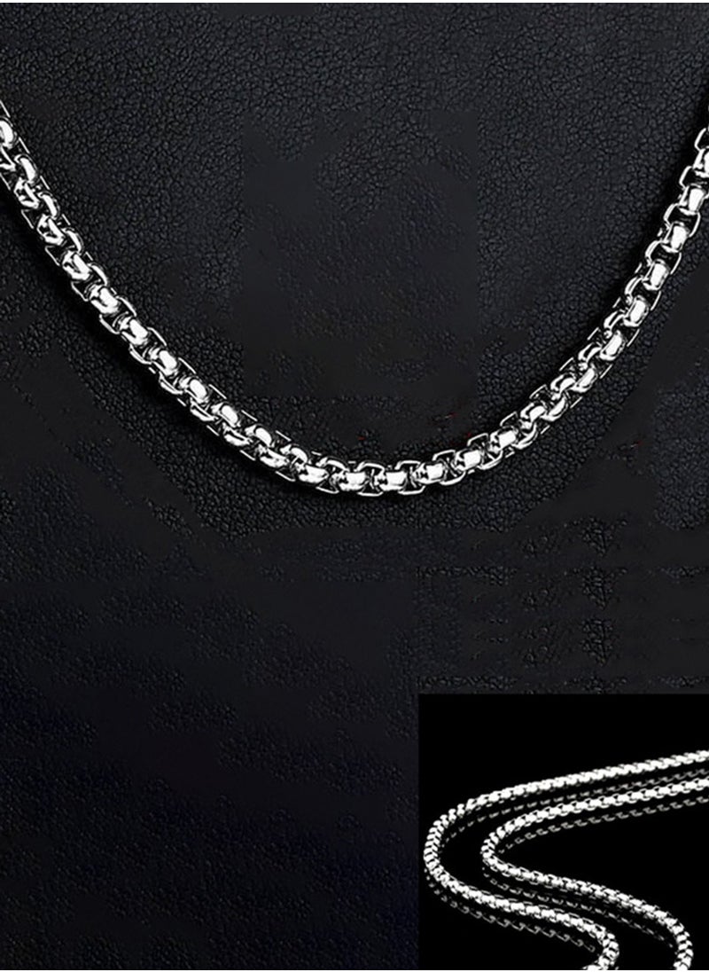 Stainless Steel  Chain Necklace for Men Women Silver Chain Necklace 3.5mm，Wide  Chain Link Necklace 25.6 Inches Length Square Rolo Chains for Men Women  - Image 1