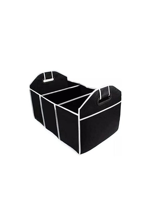 Large Capacity Multifunction Collapsible Car Trunk Organizer, Fabric Auto Trunk Storage Container Foldable Multi 3 Compartments Fabric Storage