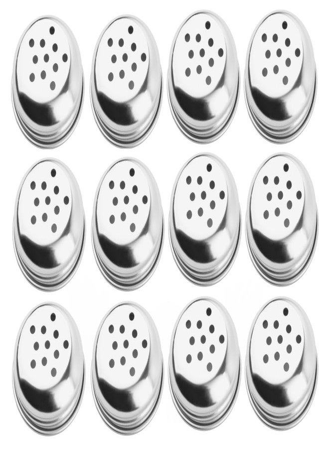 Soro Essentials- Set of 12 Stainless Steel Cheese Shaker Perforated Top Lid Only- Fits with 6 oz. Swirl Cheese Shaker Cheese Container Lid for Countertop Kitchen Set Cheese Container Lid - Image 1