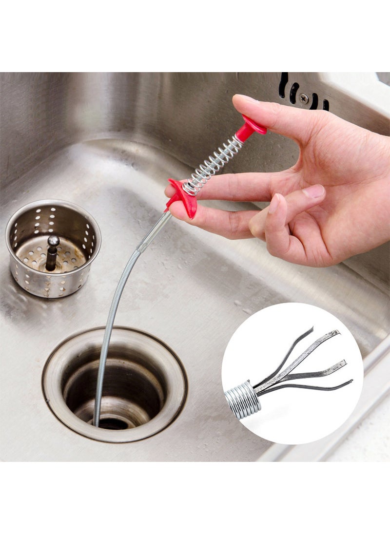 Generic - Spring Drain Unblocker Hair Clog Remover Tool Bendable pipe dredge (60cm) silver pipe - Image 1
