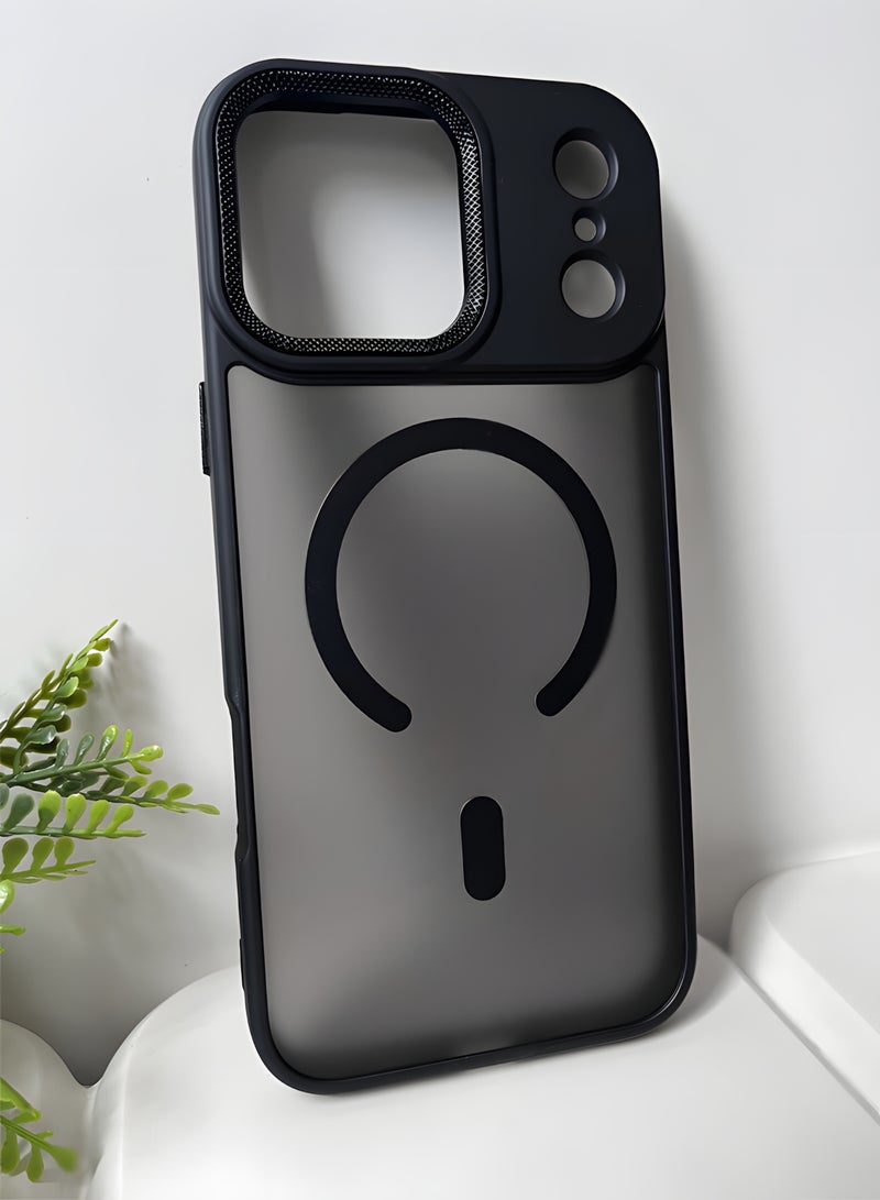 جراب مغناطيسي مقاوم للصدمات لهاتف iPhone 17 Pro Max مع إطار معدني للكاميرا - غطاء مغناطيسي أنيق غير لامع للرجال والنساء والشباب ويدعم الماج سيف والشحن اللاسلكي - مضاد لبصمات الأصابع، وحماية للكاميرا، ومقاوم للسقوط (أسود) - Image 4
