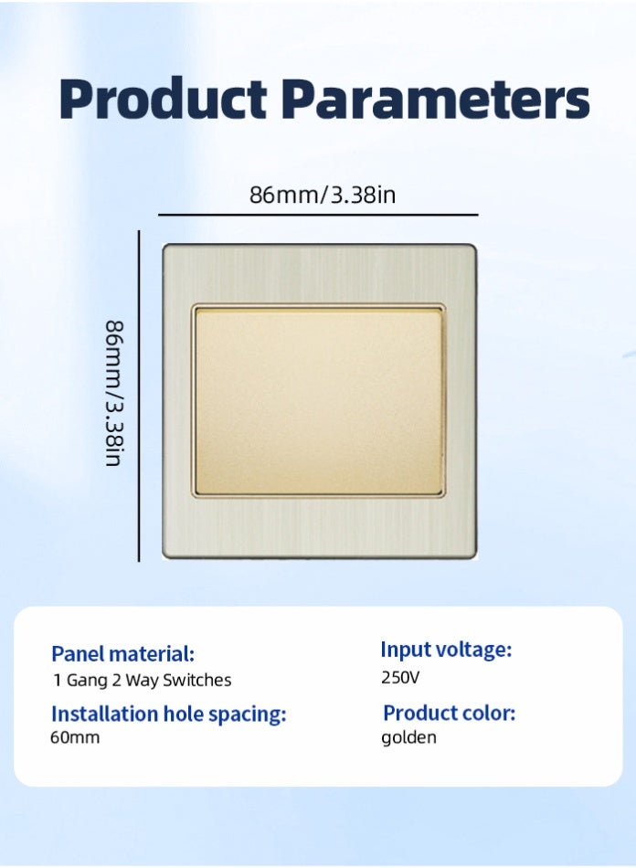 Vmax Premium 1 Gang 2 Way Wall Switch | Elegant Gold & Steel Finish | Durable, Safe & Easy Installation for Home & Office - Image 4