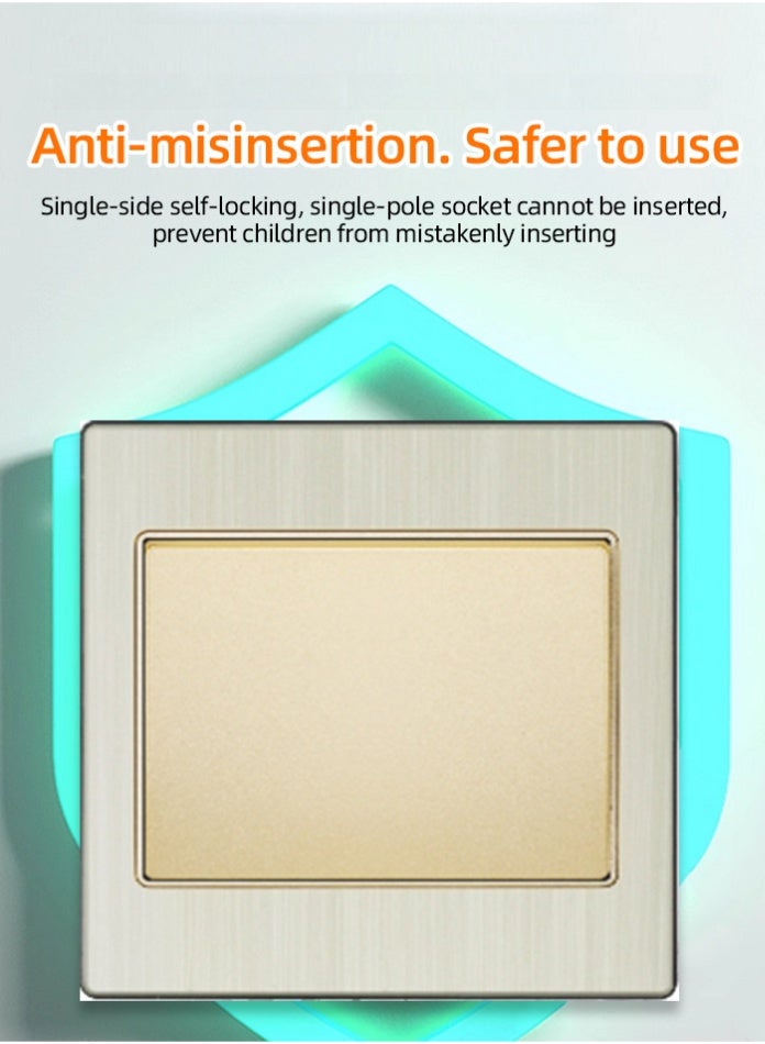 Vmax Premium 1 Gang 2 Way Wall Switch | Elegant Gold & Steel Finish | Durable, Safe & Easy Installation for Home & Office - Image 3