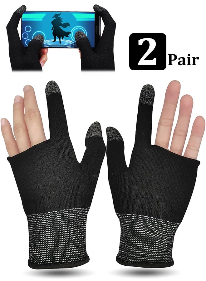 2 Pairs Anti-Sweat Gaming Gloves, Ultra-Thin Breathable High Sensitive Touchscreen Game Gloves with Thumb Finger Sleeves for iPad Tablet/Mobile Phone - Image 1