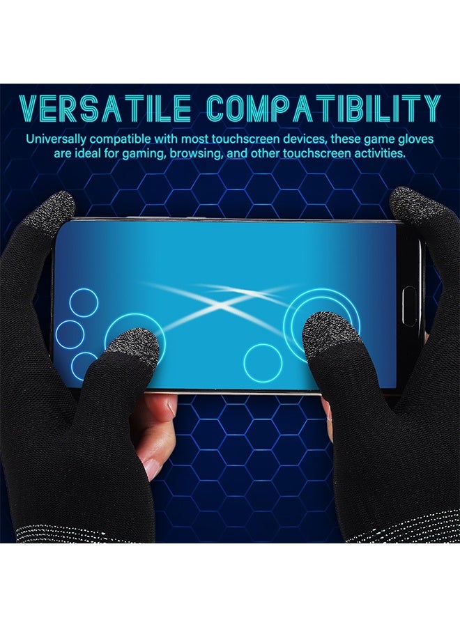 2 Pairs Anti-Sweat Gaming Gloves, Ultra-Thin Breathable High Sensitive Touchscreen Game Gloves with Thumb Finger Sleeves for iPad Tablet/Mobile Phone - Image 4