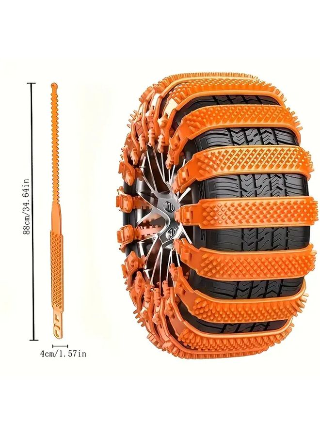 Heavy Duty Anti Skid Snow Tire Chains Yellow 10 Pcs Quick Install All Terrain - Image 2