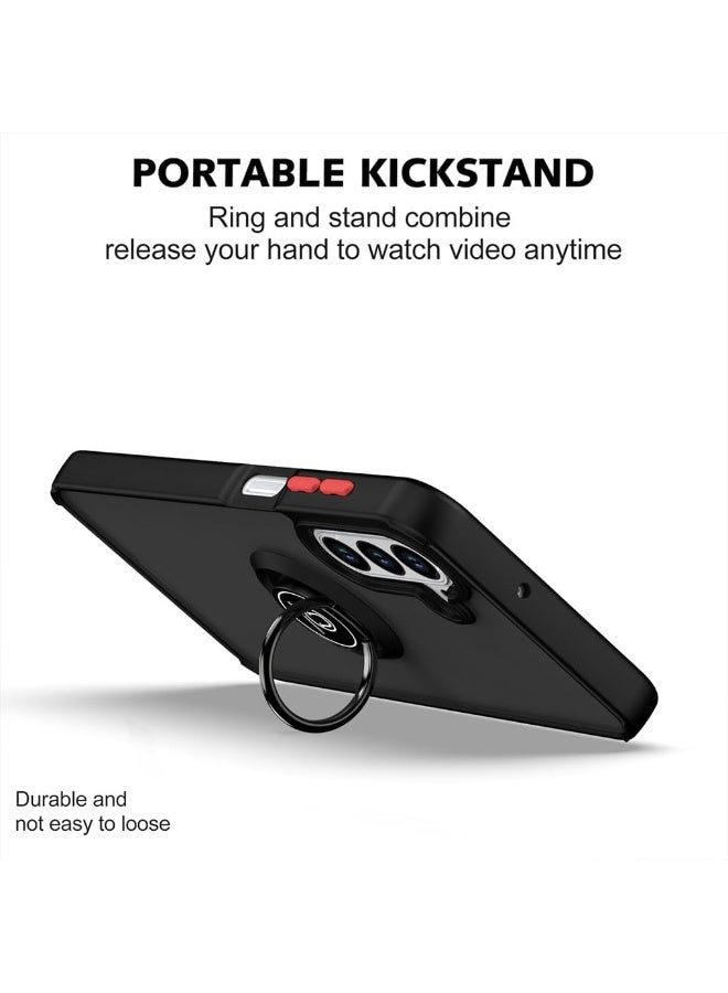 Samsung Galaxy S25 FE 5G Metal Ring Holder Case 360° Rotational Kickstand Shockproof Silicone Bumper Matte Finish Hard Back Cover Magnetic Car Mount Case for Samsung Galaxy S25 FE 5G - Image 4