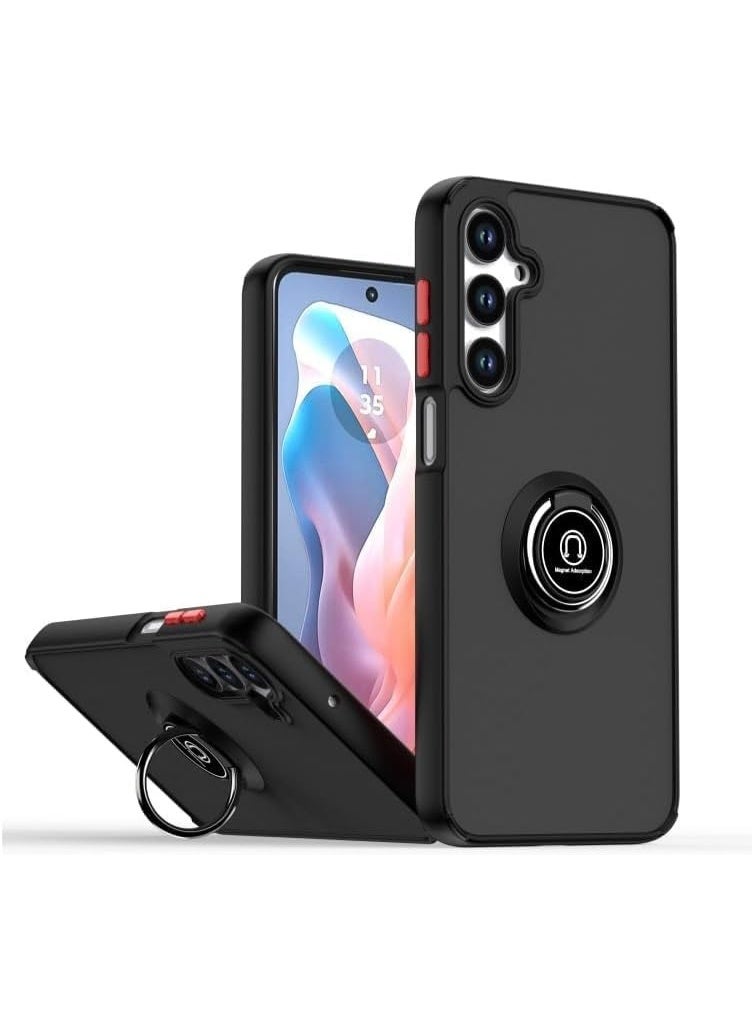 Samsung Galaxy S25 FE 5G Metal Ring Holder Case 360° Rotational Kickstand Shockproof Silicone Bumper Matte Finish Hard Back Cover Magnetic Car Mount Case for Samsung Galaxy S25 FE 5G - Image 1