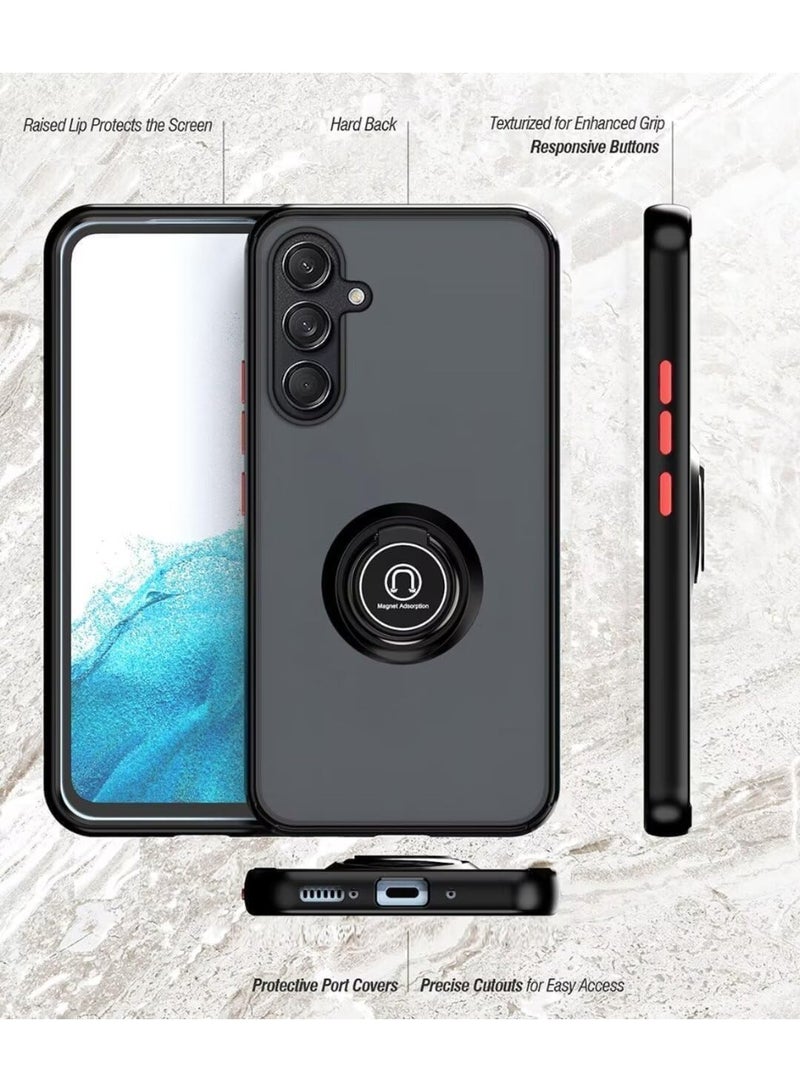 Samsung Galaxy S25 FE 5G Metal Ring Holder Case 360° Rotational Kickstand Shockproof Silicone Bumper Matte Finish Hard Back Cover Magnetic Car Mount Case for Samsung Galaxy S25 FE 5G - Image 5