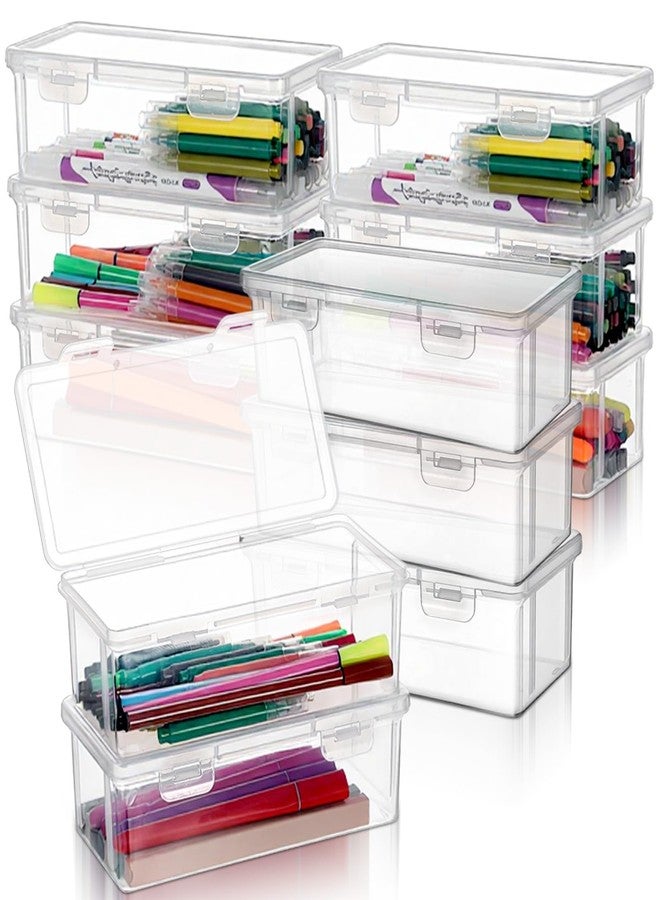 COMNICO 12 Packs Clear Pencil Box, Large Plastic Pencil Case Containers with Lid Storage Boxes Bulk Office Supplies Art Craft Marker Organizer for Crayon Pencils Art Pen - Image 1