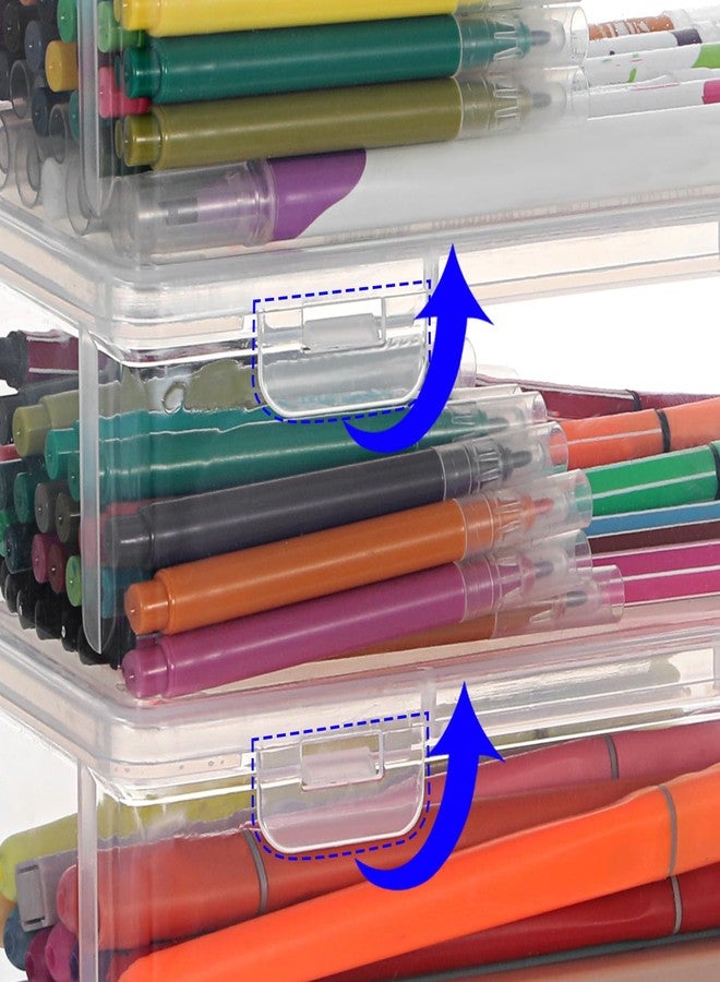 COMNICO 12 Packs Clear Pencil Box, Large Plastic Pencil Case Containers with Lid Storage Boxes Bulk Office Supplies Art Craft Marker Organizer for Crayon Pencils Art Pen - Image 3