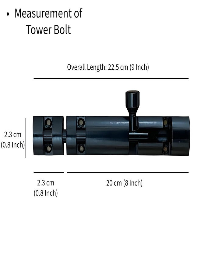 ELITONE Aluminum Xylo Tower Bolt, Tower Bolt for Home,Offices Doors,Windows, Chitkani/Kundi for Main Door and Bathroom, Door Latch for Bedroom|Pack of 2,Z Black | 8 Inch - Image 2